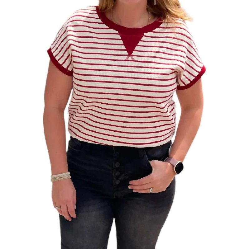 Parker Stripe Tee In Red/ivory