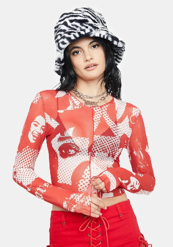 Roy Printed Mesh Top