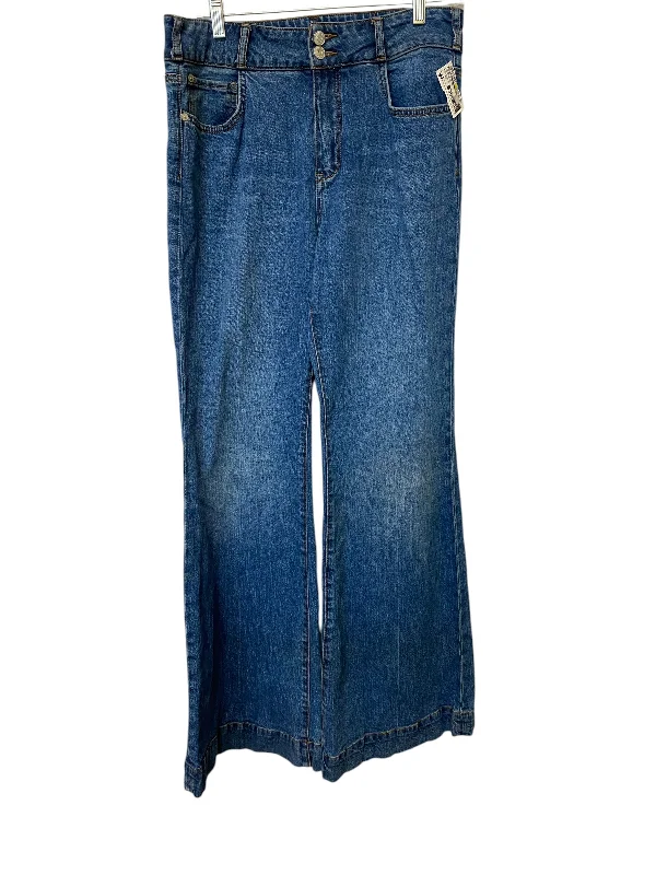 Jeans Flared By Pilcro In Blue Denim, Size: 10