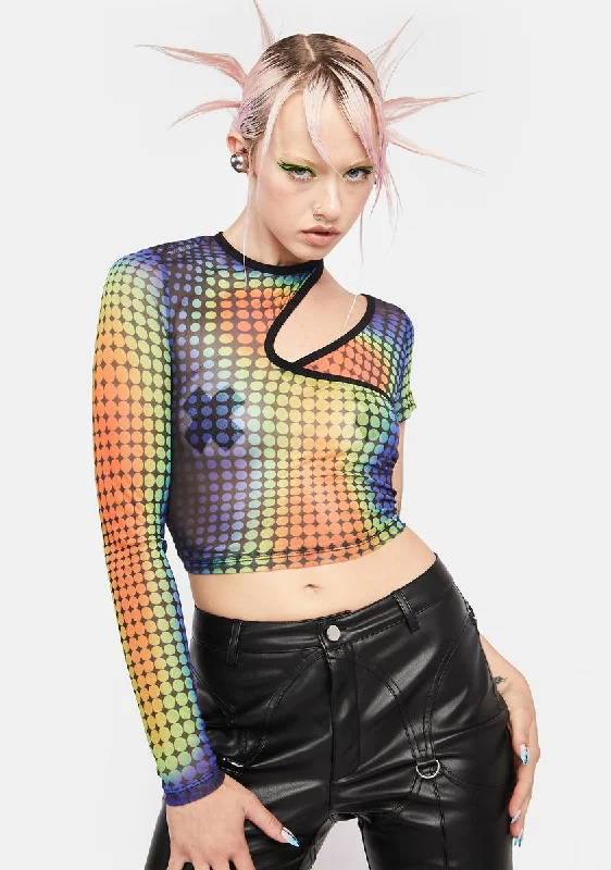 Prism Lights Asymmetrical Mesh Top