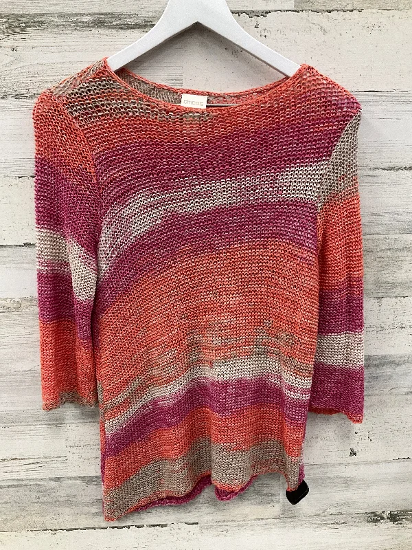 Top 3/4 Sleeve By Chicos In Orange & Pink, Size: S