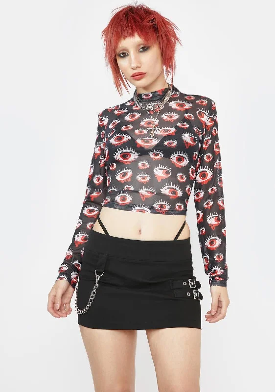 Eye Print Mesh Top