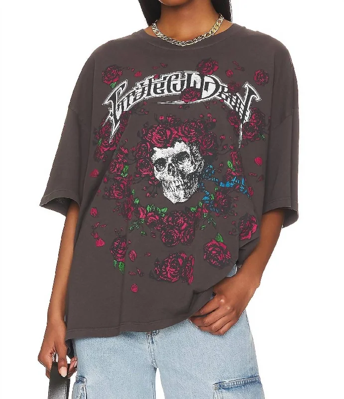 Grateful Dead Roses Tee In Washed Black