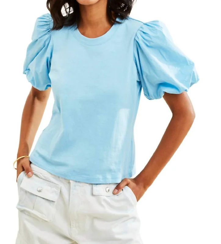 Lali Solid Tee Top In Sky Blue