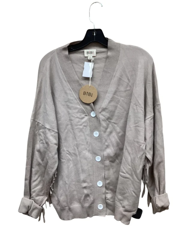 Sweater Cardigan By Bibi In Tan, Size: S