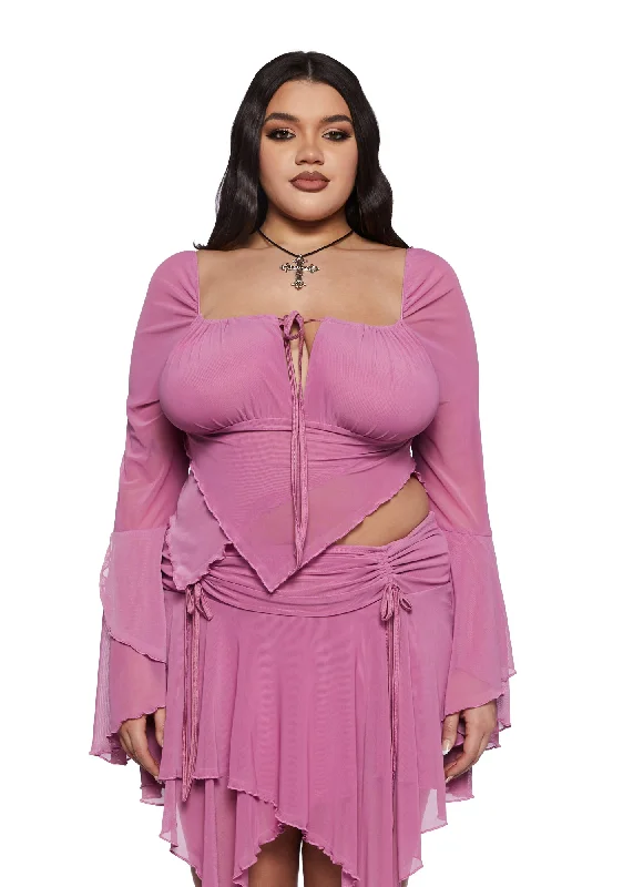 Plus Wild Attraction Mesh Top- Pink