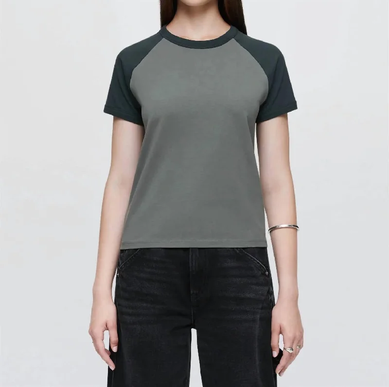 Hanes Raglan Baseball Tee In Juniper Mix