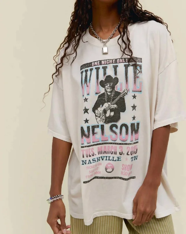 Willie Nelson One Night Only Tee In Dirty White