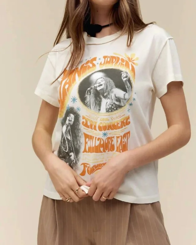 Janis Joplin In Concert Reverse Tour Tee In Stone Vintage