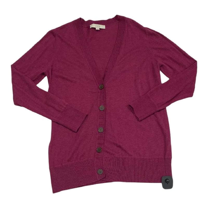 Sweater Cardigan By Loft In Pink, Size: L