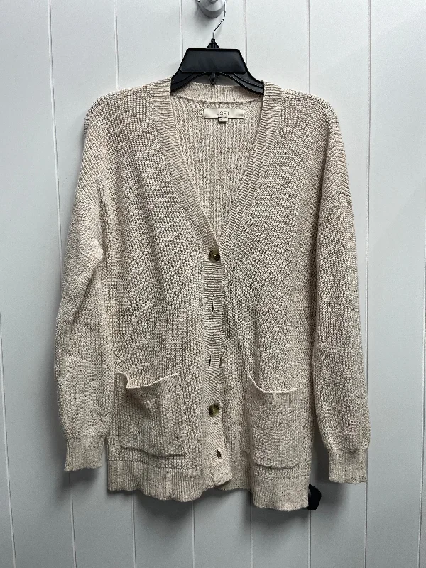 Sweater Cardigan By Loft In Cream, Size: S