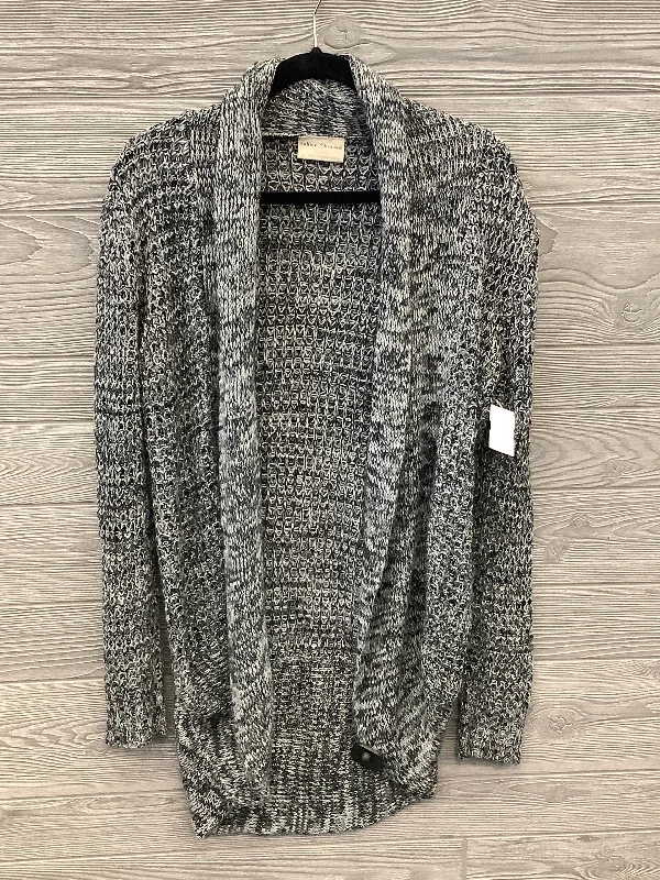 Sweater Cardigan By Bobbie Brooks In Black & Grey, Size: L