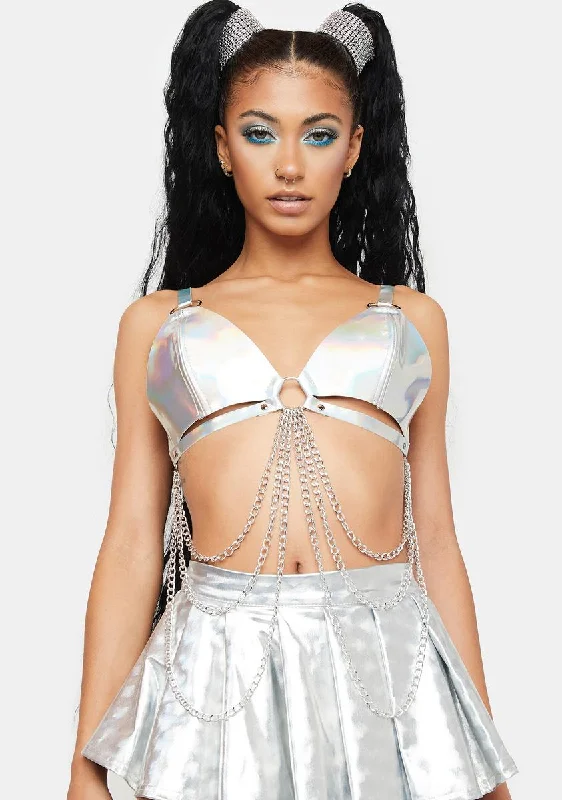 Burst Of Light Holographic Bra Top