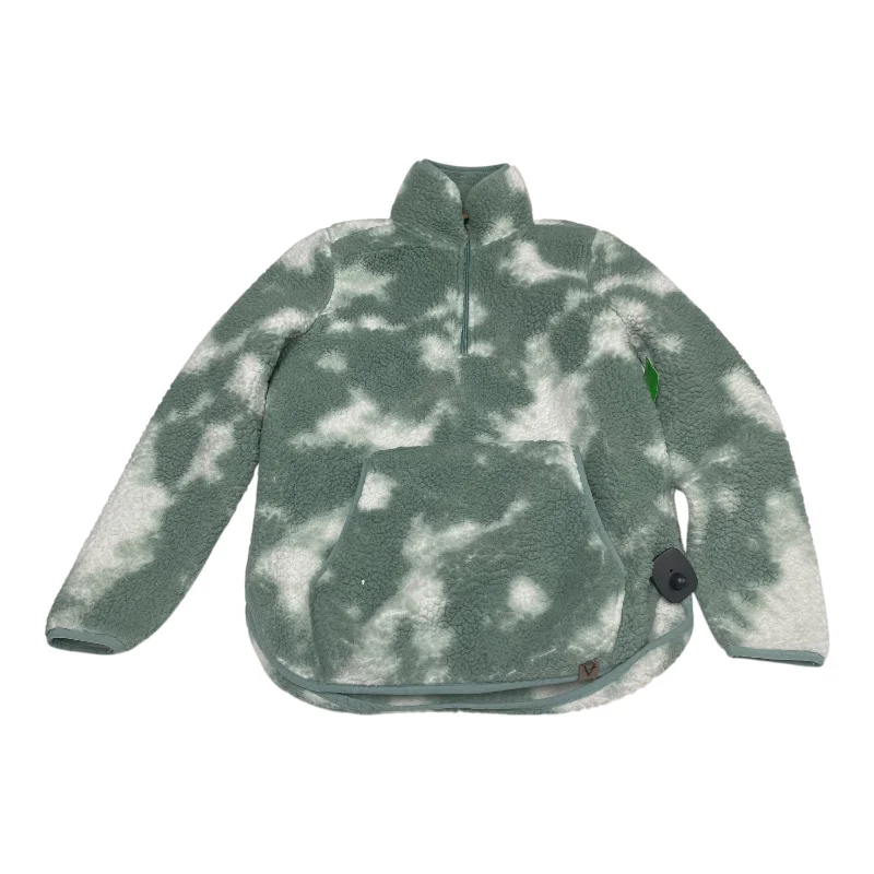 Sweatshirt Collar By Liv In Green & White, Size: S