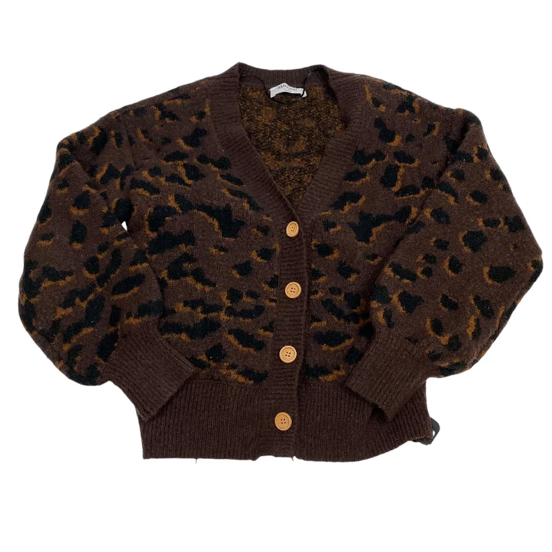 Sweater Cardigan By Double Zero In Animal Print, Size: S