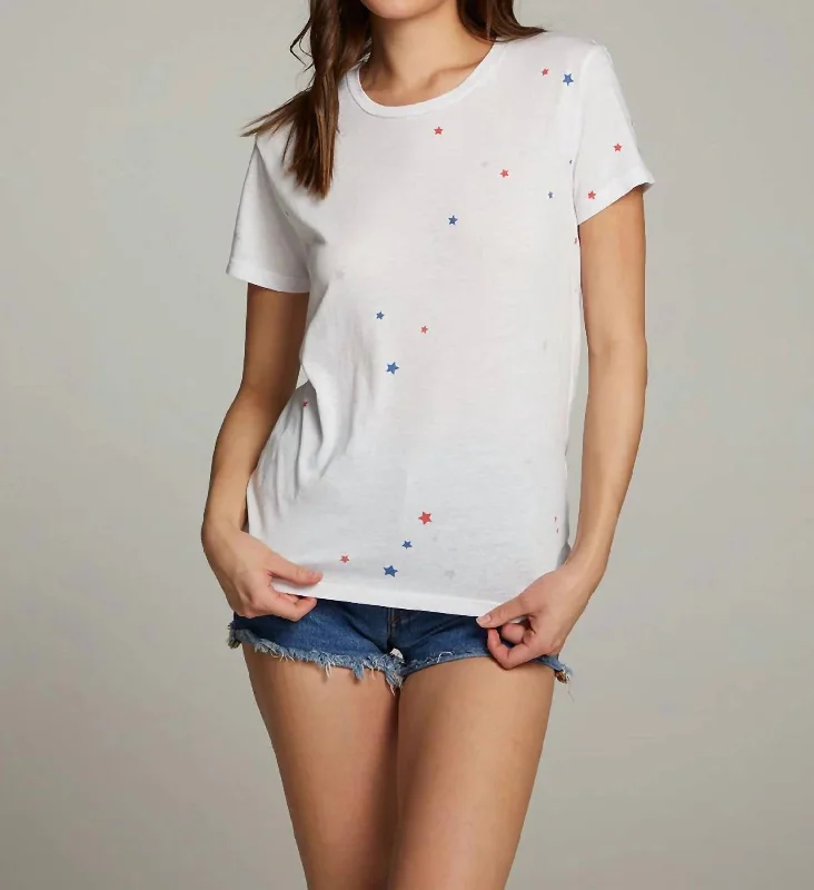 Americana Stars Crew Neck Tee In White