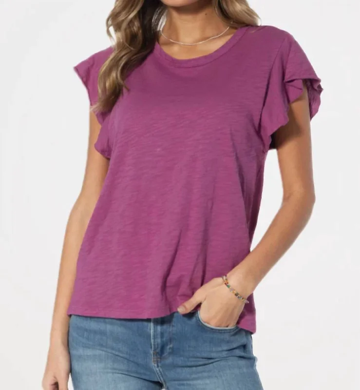 Tulsa Cap Sleeve Tee In Berry