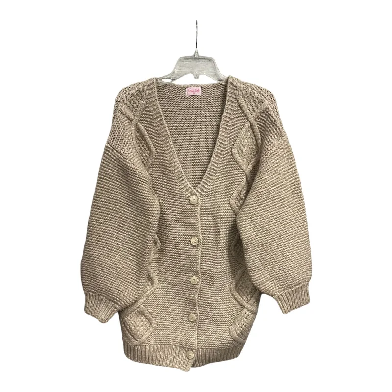 Sweater Cardigan By Pink Lily In Tan, Size: S