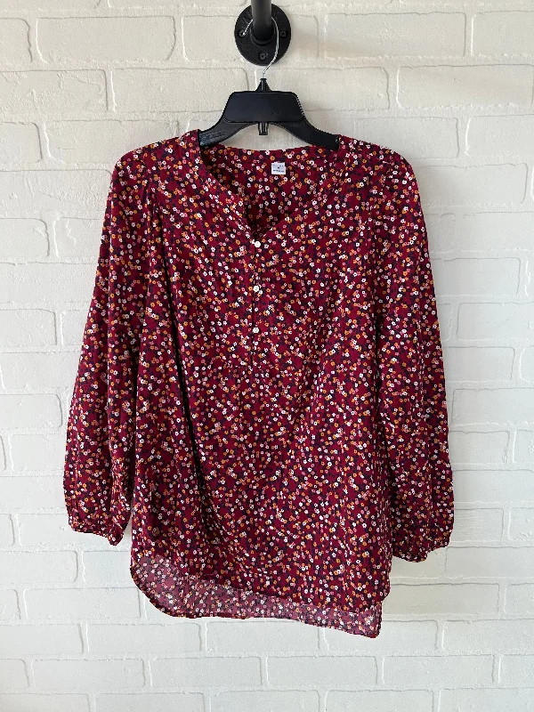 Top Long Sleeve By Old Navy In Red & White, Size: M