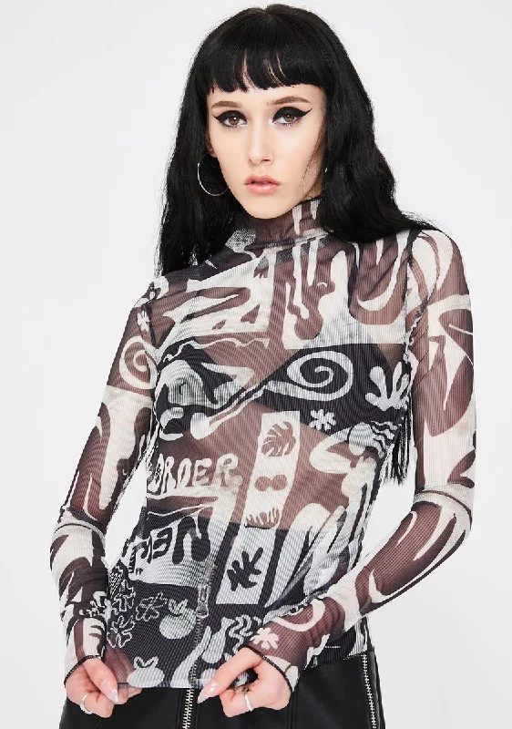 Abstract Print Mesh Top