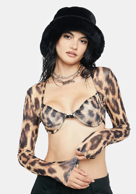 Keri Leopard Mesh Bra Top