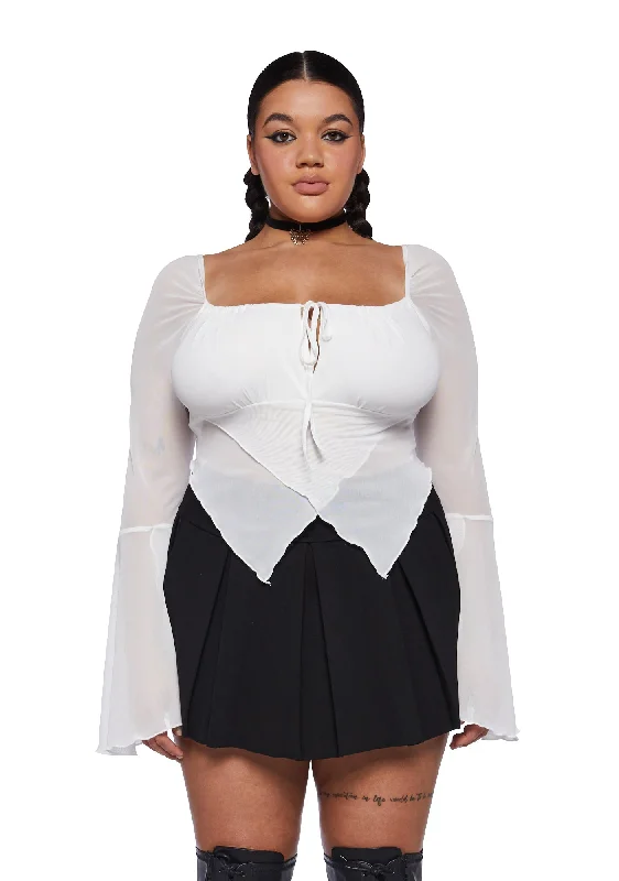 Plus Wild Attraction Mesh Top-Off White