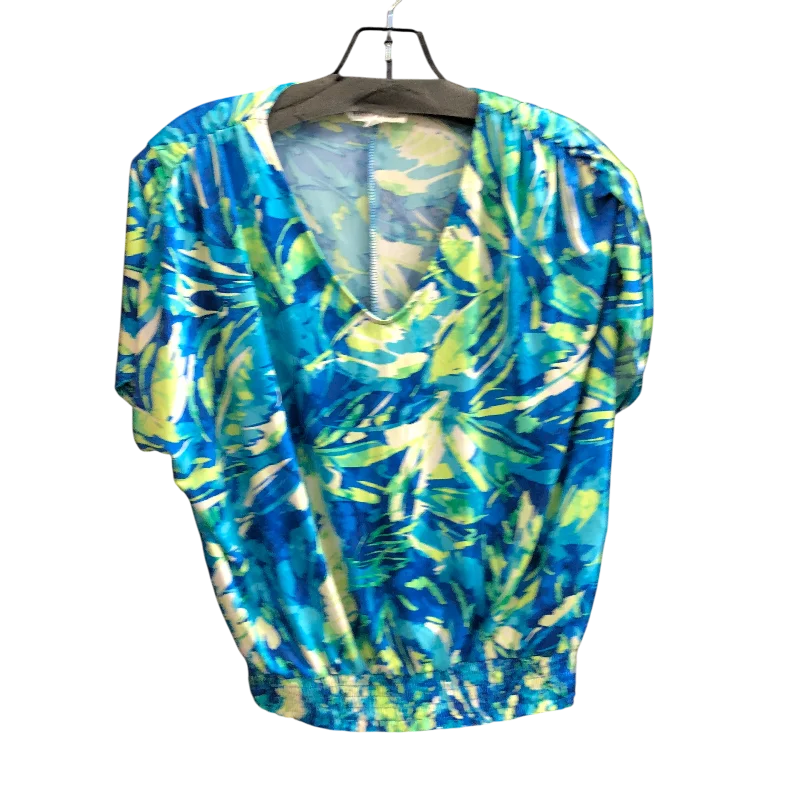 Top Short Sleeve By Perceptions In Blue & Green, Size: M