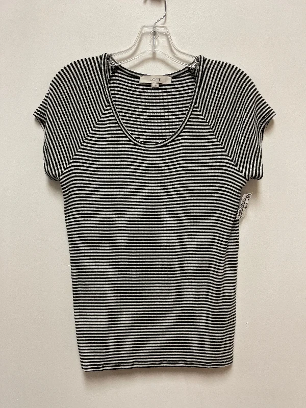 Top Short Sleeve By Loft In Striped Pattern, Size: L