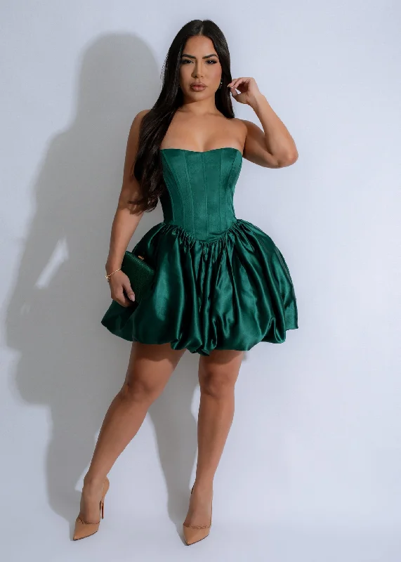 Sugar Plum Satin Mini Dress Green