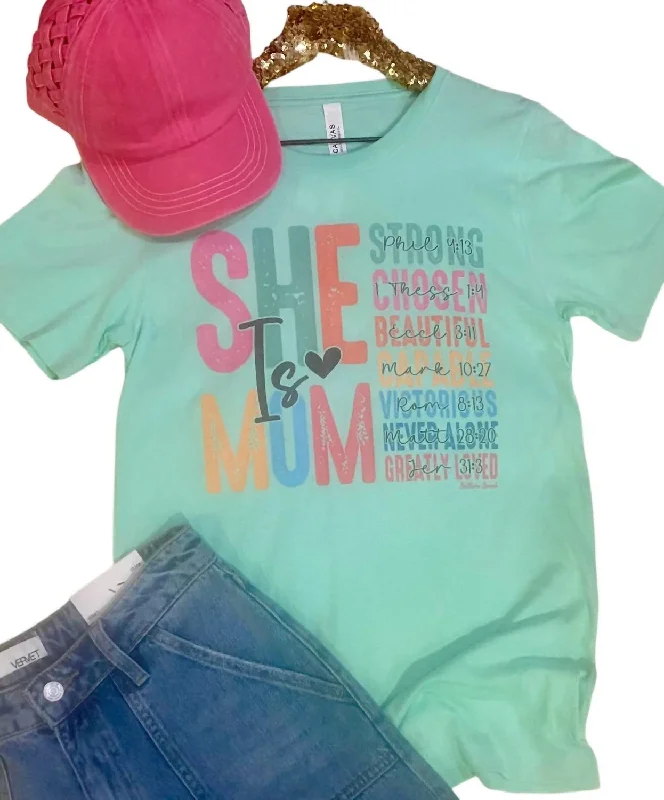 Women's She Is Mom Tee In Mint