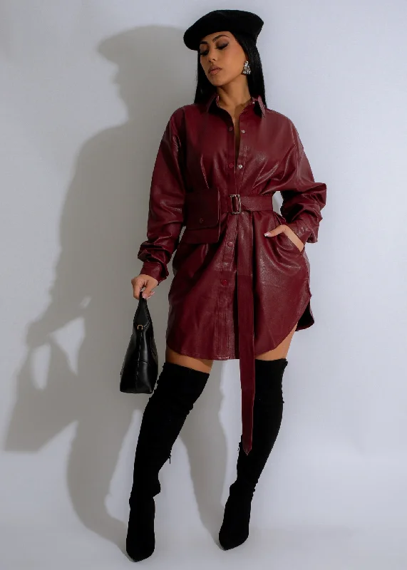 Urban Luxe Faux Leather Mini Dress Red