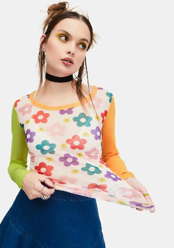 Youthful Days Floral Mesh Top