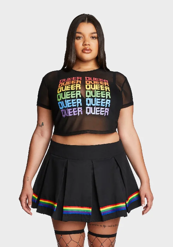 Plus Queer Pride Mesh Top