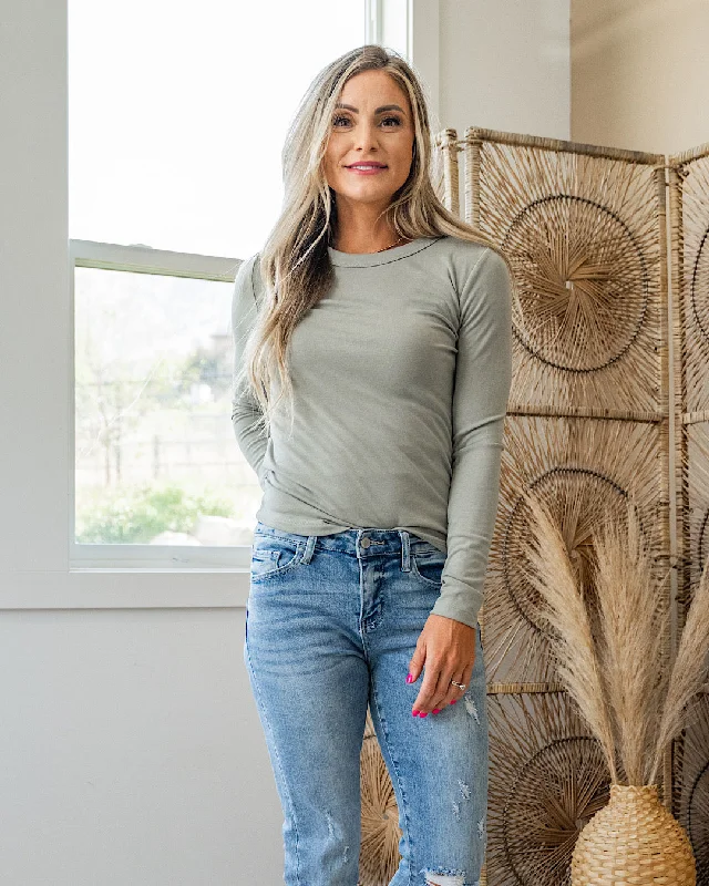 Elle Long Sleeve Knit Top - Sage