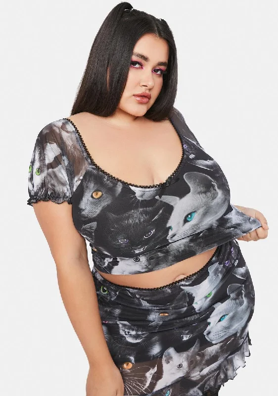 Miss Moonlight Meow Mesh Top