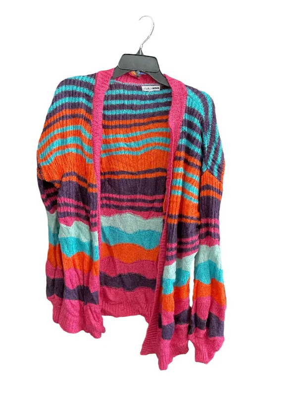 Sweater Cardigan By Fashion Nova In Rainbow Print, Size: Xl