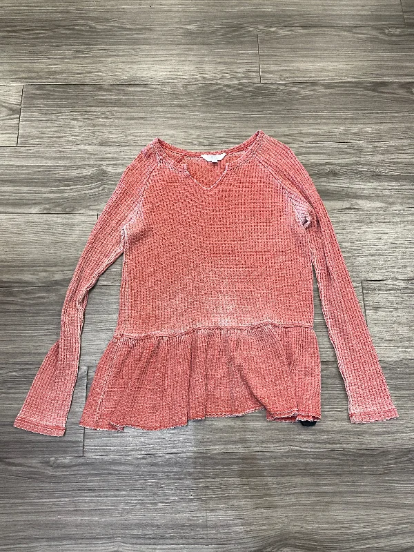 Top Long Sleeve By Time And Tru In Pink, Size: M