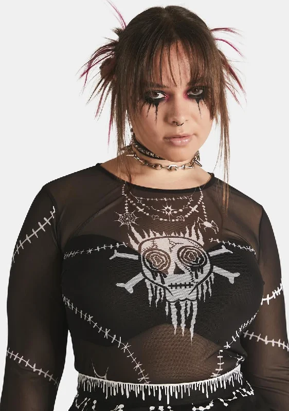 Plus Broken Bonez Mesh Top