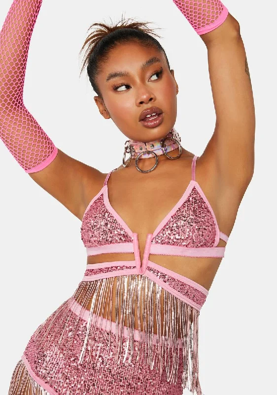 Pink Athena Sequin Bra Top