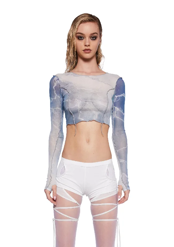 Pitch Arctic Print Mesh Top