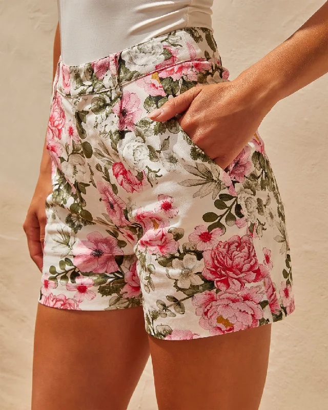 Blossom Beauty Floral Print High Rise Shorts