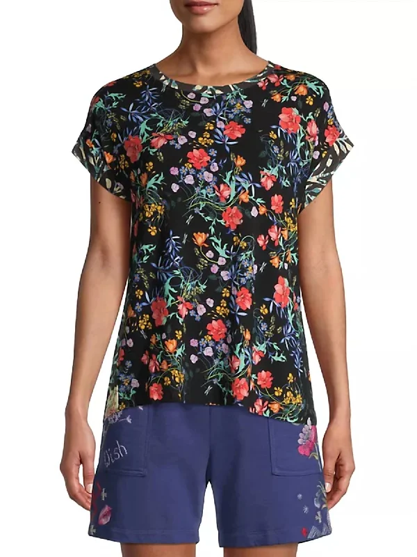 Floral Kashim Relaxed Tee In Black