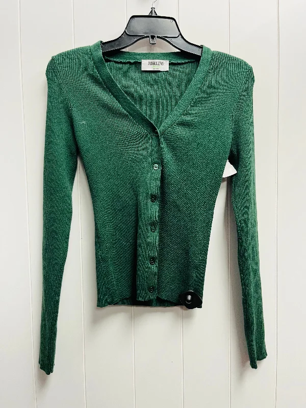 Sweater Cardigan By Double Zero In Green, Size: L