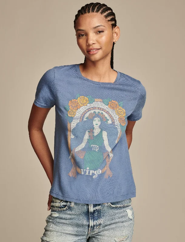 Lucky Brand Women's Virgo Embroidered Boyfriend Tee