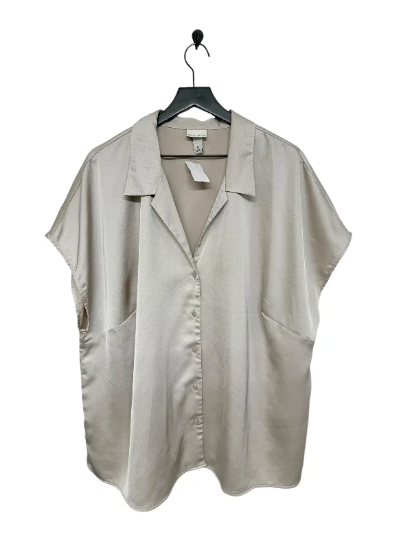 Top Short Sleeve By Ava & Viv In Taupe, Size: 2x