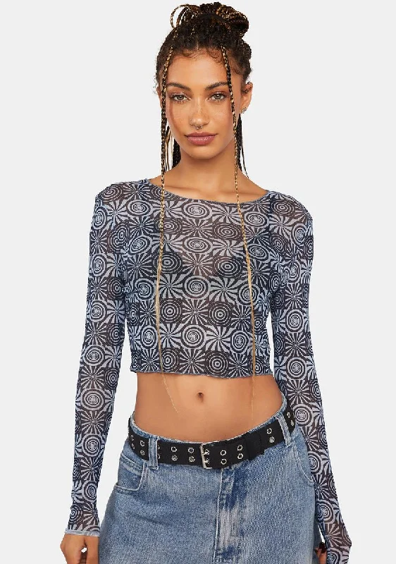 Swirl Checkerboard Mesh Top