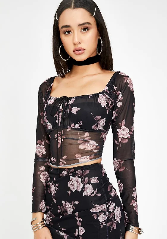 Floral Janina Mesh Top