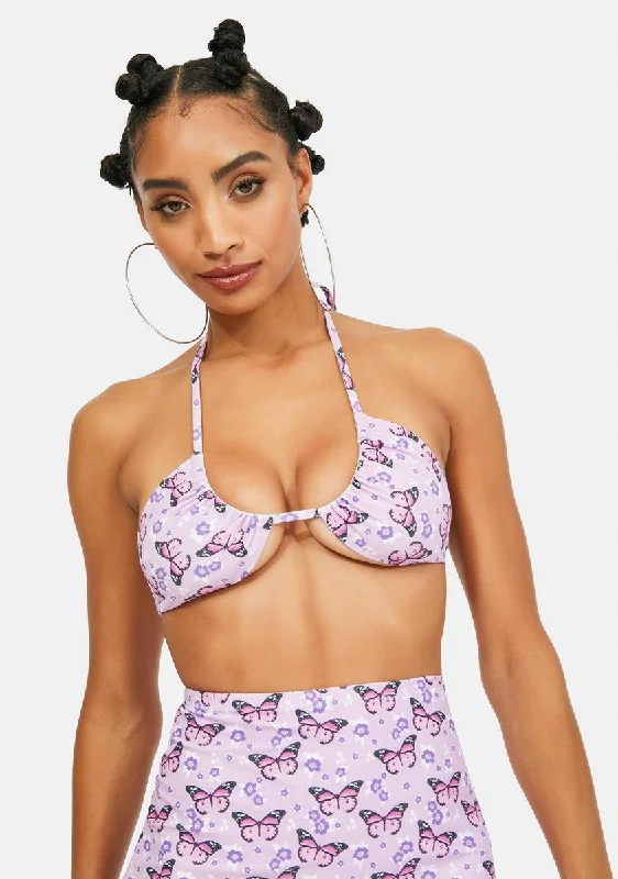 Lilac Butterfly Bra Top