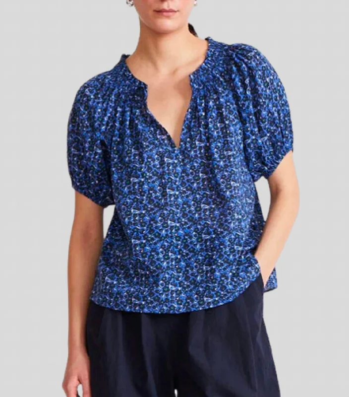 Esparta Short Sleeve Top In Spagliato Floral Blue