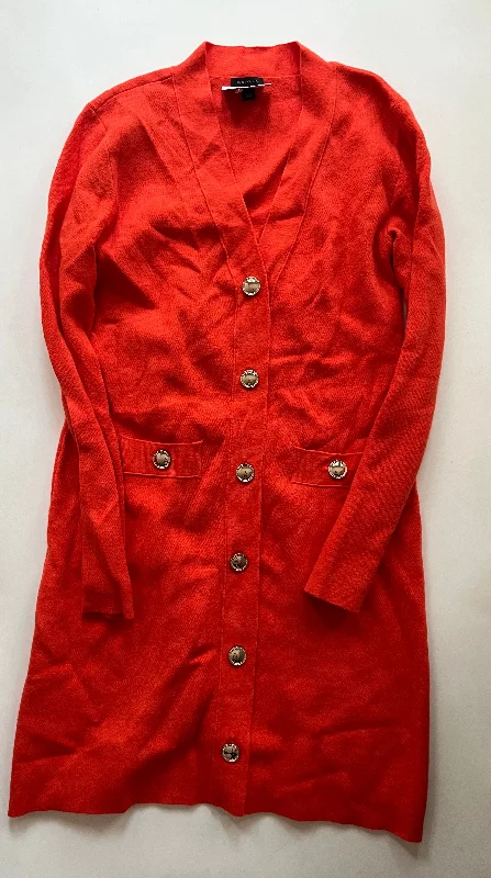 Sweater Cardigan By Ann Taylor In Orange, Size: S